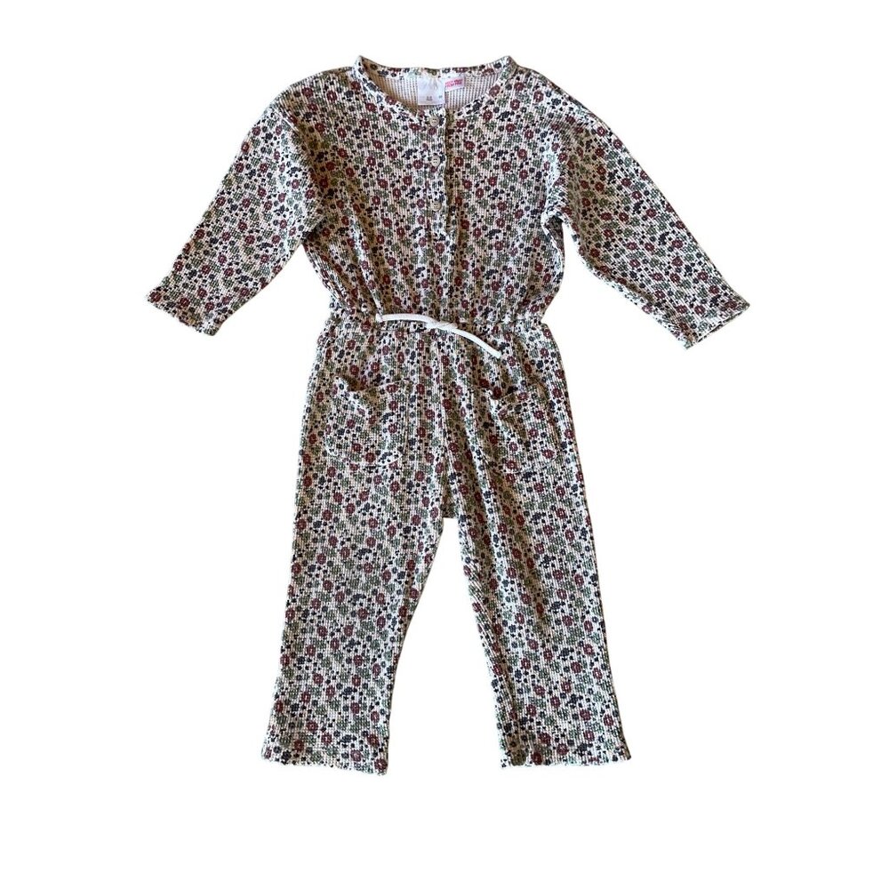 2-3Y Zara Toddler Girl Floral Print Waffle Knit Jumpsuit